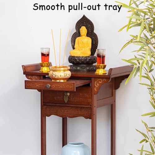 Mesa de Altar China de peral 66cm con almacenamiento para nicho de Buda 6
