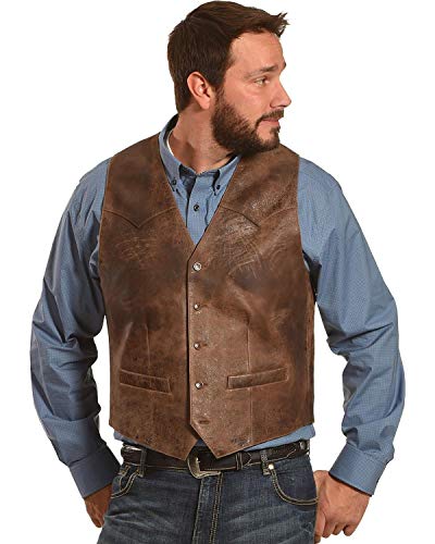 Image of Scully Men's Lambskin Leather Western Vest Brown Large