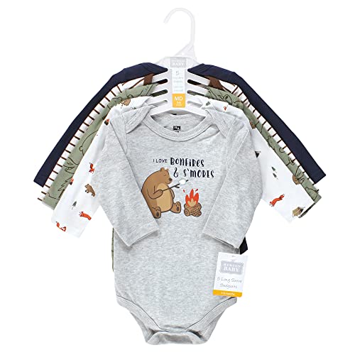 Image of Hudson Baby baby-boys Cotton Long-sleeve Bodysuits 5-pack