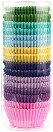 Xlloest Mini Cupcake Liners Muffin Wrappers Rainbow Bright Baking Cups Paper, 400 Pack