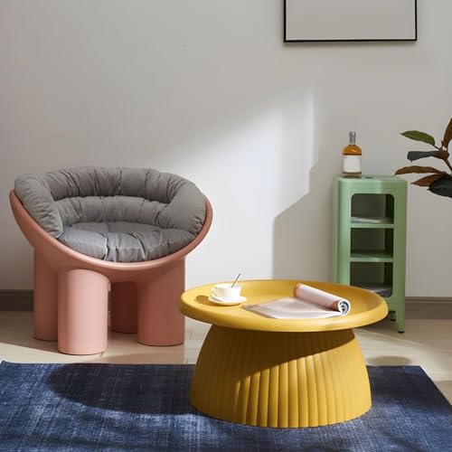 Table basse ronde moderne blanche 45 cm et petite table d'appoint de style champignon - 3