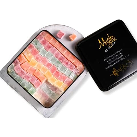 Mughe Gourmet Türkische Delight Süßigkeiten Geschenkdose Elegant -1.3kg-110st- Halal Cover