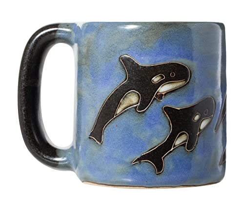 Mug artesanal Blue Orca 16 oz de cerámica miniatura 1