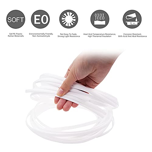 Wicker Repair Material， Flat Synthetic Rattan Weaving Material Plastic Rattan For Knit And Repair Chair Table,Storage Basket,Ect (White A) #TOP3