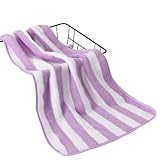 Janmobrian Toallas Baño, Toallas Algodon Juego de 2 Toallas baño absorbentes Secado rápido con diseño Rayas 35 x 75 cm, Suaves, Microfibra for Adultos y(Purple)