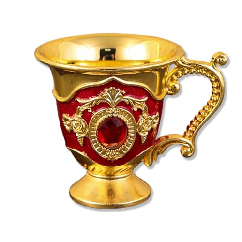 Wailicop Copa Licor Vintage de Metal Estilo Europeo con Asa – Cáliz Vino Retro Elegante para Whiskey, Cócteles – Vaso Irrompible para Casa, Bar, Bodas y Regalos (A)