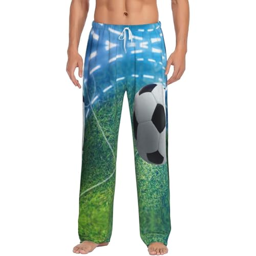 Pantalon de pyjama en flanelle homme football contre le froid, vêtement de nuit chaud et doux