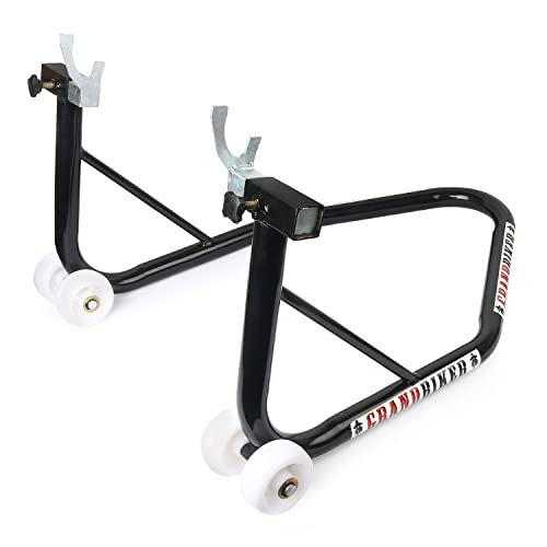 Image of Grandbiker Universal Rear Paddock Stand with Spool Lifting Holders Only for KTM,Yamaha,Kawasaki,BMW,TVS,Bajaj,Hero,Mahindra,Triumph Street etc (Black)