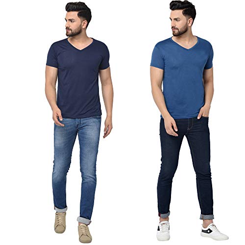 Image of JANGOBOY Men's V-Neck Cotton T-Shirt (Pack of 2)