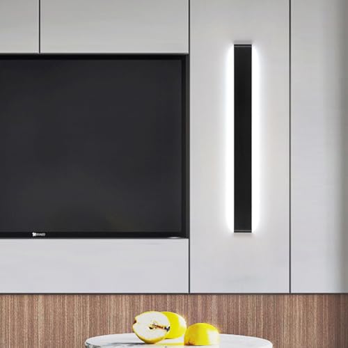 Lámpara de pared interior LED de aluminio negro con luz neutra de 61cm 7