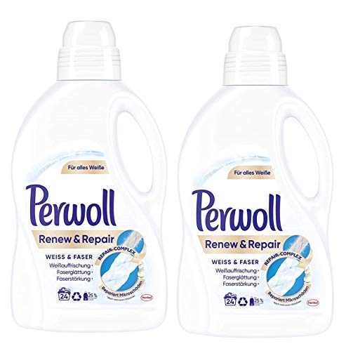 Perwoll Renew & Repair Wasmiddel, wit en vezel, 48 (2 x 24) wasladingen, voor witte was