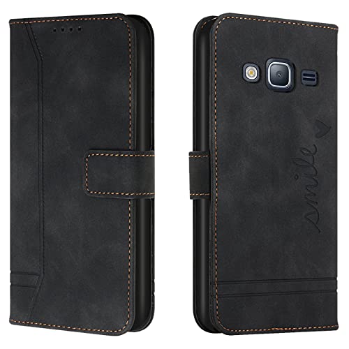 Lihondar Funda para Samsung Galaxy J2 Prime / G530, Carcasa Samsung J2 Prime / G530 con Tapa y Tarjetero Billetera, Capa Tipo Libro Flip Case Wallet, Telefono Cubrir Móvil Cover Piel Protector (Negro)