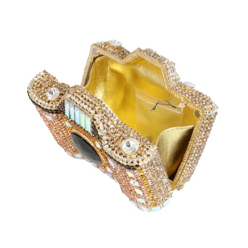 Image of UMREN Novelty Crystal Camera Shaped Clutch Purse for Women Sparkly Rhinestones Evening Clutch Bag Glitter Bridal Prom Handbag