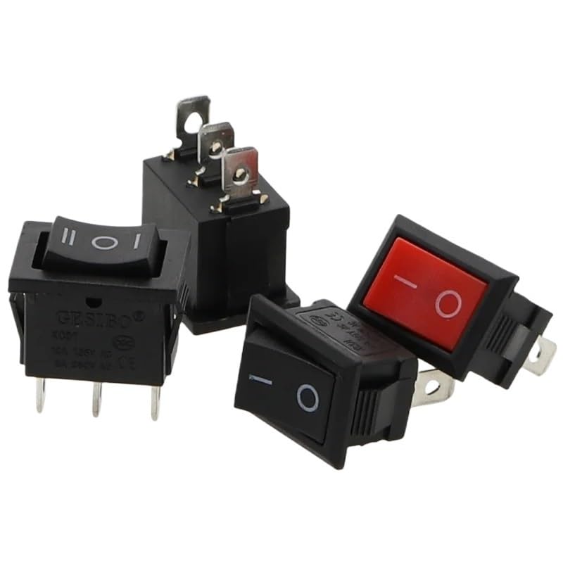 1Pcs KCD1 Series 2/3/4 Pin Boat Car Rocker Position Power Switches 15mm x 21mm Black Red Green 6A/250V 10A/125V AC(2D6P-Black)