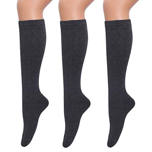 Chaussettes hautes opaques en coton femme lot de 3 paires noires