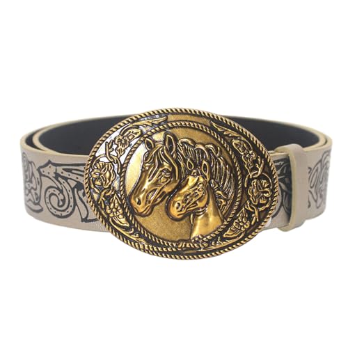 Western Leathers Buckle Belts Metal Buckle Belt Vintage Engraved Buckle Belt for Men Jeans Decoration