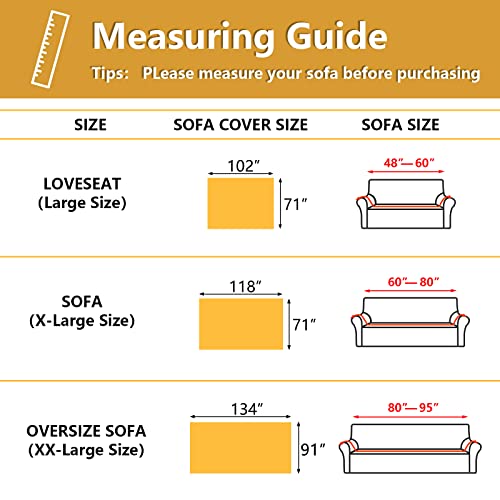 Meetsky Orange Couch Cover Sofa Slipcover, Sectional Sofa Covers Protector Universal Use Cotton Blend Thick Fabric Washable, Woven Texture Modern Design For Bedroom, 71" X 102", Large, Yellow #TOP6