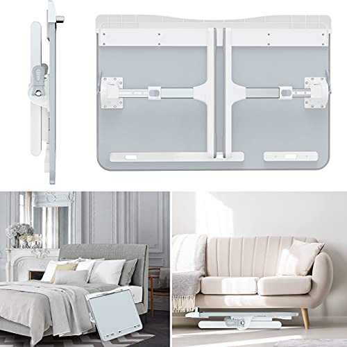 Image of KLEAR Laptop Bed Tray Desk with Adjustable Height & Angle, No Drawer, Grey | Foldable PVC Leather Desktop Laptop Lap Desk for Bed /Sofa /Couch /Floor