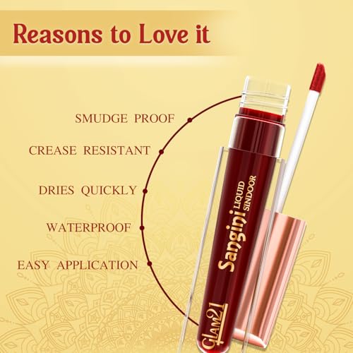 Image of Glam21 Sangini Liquid Sindoor | Rich Color & Smooth Application | Long-Lasting Matte Finish | Quick-Dry, Smudge-Proof & Comfortable Wear | For Everyday & Festive Use |4ml, Royal Red