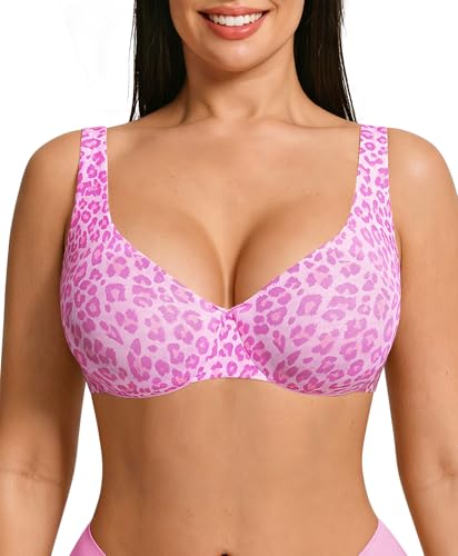 Image of FeelinGirl Women's Plunge Bras Unpadded Comfort Underwire Daily T-Shirt Bra