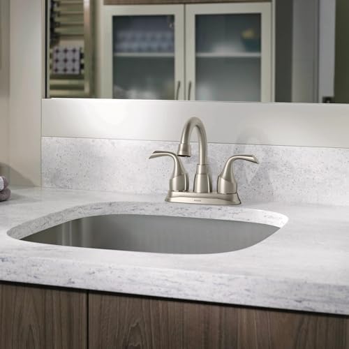 Moen Idora Spot Resist Brushed Nickel Two-Handle Centerset Bathroom Sink Faucet with Drain Assembly, 84115SRN by Moen - Used condition - Image 8