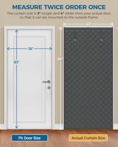 Image of Augblinds Thermal Insulated Door Curtain, One-Piece, Fits 38 x 83 in, Gray