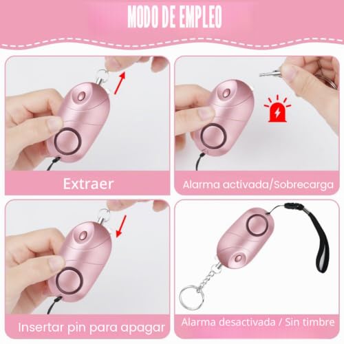 Miniatura 5 de Flintronic Alarma Personal De Emergencia 140db, 2pcs Alarma Seguridad Autodefensa Con Luz Estroboscópica, Para Mujeres Para Turno Nocturno Para Mujeres, Niños,Ancianos, Turno Nocturno