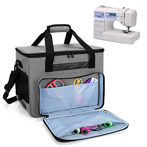 Custodia per macchina da cucire: realizzata in materiale di nylon resistente e resistente, resistente e leggera. Lisciatura bidirezionale liscia facile da mettere in macchina ed estrarre. Quattro basi in gomma impediscono al sacchetto di scivolare ed evitare abrasioni.