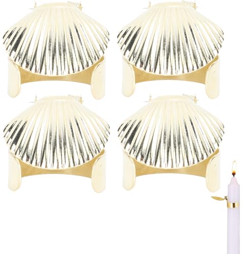 ZLXHDL Candle Extinguisher, 4PCS Automatic Candle Snuffer Clip On, Metal Shell Candle Flame Snuffer Candle Stopper for 0.7 to 1 Inch Candles, Gold Candle Accessories Set