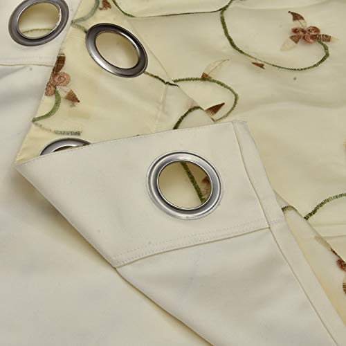 Image of Polyester Floral Embroidery Door Curtains for Living Room /Bedroom (9 Feet, Sky Embroidery + White Blackout) Set of 2 Pieces
