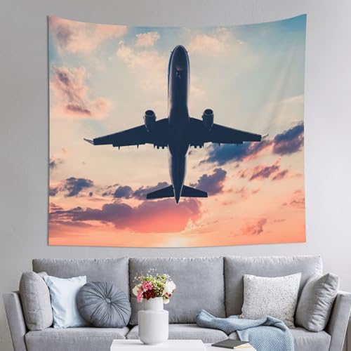 Tenture murale ciel et avion JEJEA grand format deco coucher de soleil salon et chambre