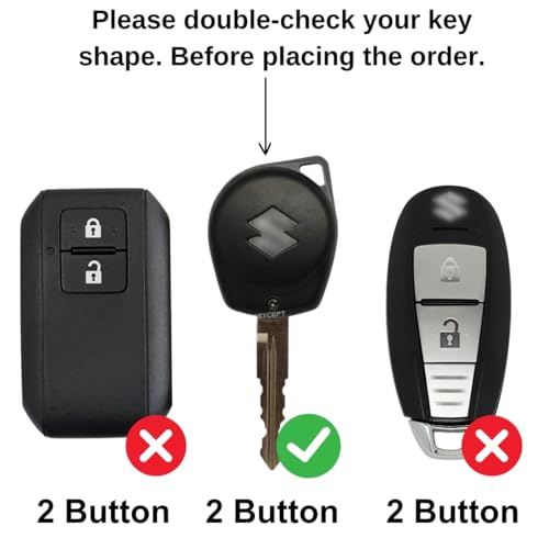 Image of KEYCEPT Silver Line TPU Key Cover Compatible with Suzuki Swift, Dzire, Ertiga, Baleno, Grand Vitara, Celerio, WagonR, Brezza, Scross, Fronx, Jimny, Ignis 2 Button Remote Key Cover (Type 1, White)