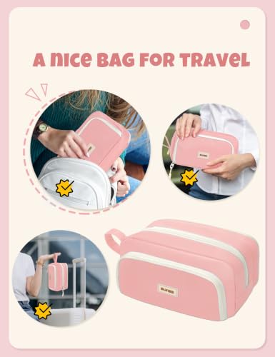 Image of SUNEE Large Pencil Case, Big Capacity Pen Pouch with 3 Compartments, Kawaii Cute Pencil Bag with Zipper, High Storage Stationery Holder and Organizer, School Supplies for Teen and Adult Girls, Pink