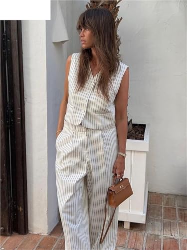 Ensemble 2 pièces pantalon ample fluide et haut sans manches été - 3