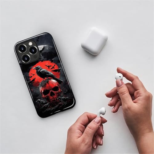 Coque iPhone 14 Pro Max crâne rouge corbeau antichoc protection - 5