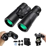 AEROKO Binoculars 10x42, BAK4 Prism HD High Power Professional Binocular Telescope, Waterproof, with Universal Phone Adapter for Photos