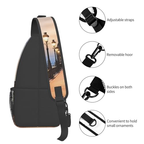 Mochila pequeña tipo sling para hombre y mujer negra miniatura 4