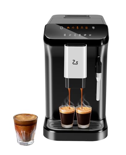 GustoWave Fully Automatic Coffee Machine, 20 Bar Professional Espresso Machine with Grinder & Milk Frother, 1-15 Adjustable Grind Size Levels, 1.5L Water Tank, Cappuccino & Latte Machine for Home