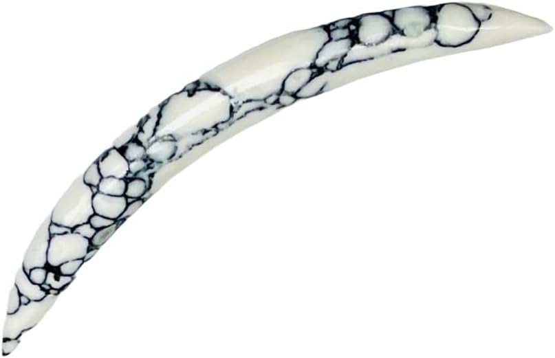 White Howlite Stone Tribal Septum Curved Spike Tusk – Handmade Boho Body Piercing Jewelry for Septum, Nose & Tribal Wear