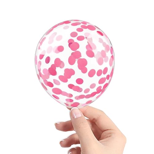 Image of Pink Confetti Balloons, 40 Pcs 5 Inch Clear Balloons with Confetti Inside for Birthday Party Graduation Engagement Cake Topper Decor Bridal Shower Baby Shower Decoration Supplies