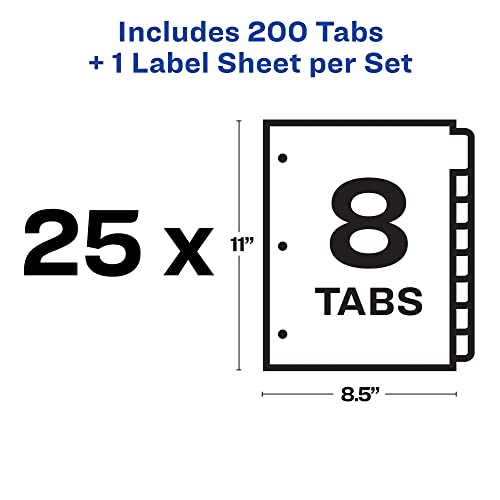 Avery 8-Tab Binder Dividers, Easy Print & Apply Clear Label Strip, Index Maker, White Tabs, 25 Sets (11447) #TOP4