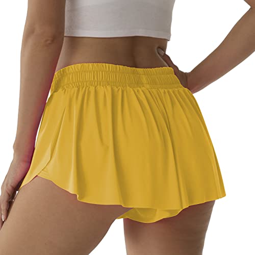 Image of Flowy Athletic Shorts for Women Running Tennis Butterfly Shorts Girls 2-in-1 Double Layer Quick-Drying Comfy Shorts