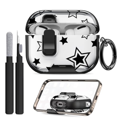 Image of Compatible Airpods Pro 3 Case (2025) with Phone Stand & Cleaner Kit,Cute Soft Silicone Lock Clip Apple AirPods Pro 3rd Generation Case, Airpod Pro 3 Cover with Keychain for Women /Girls