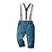 Joycebaby Toddler Boys Long Sleeve Gentleman Bowtie Overalls Outfit Suits Set(90/18-24M, Teal)
