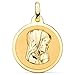 Médaille pendentif Le 18mm d'or vierge fille. gaufré mat brillant lisse