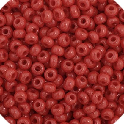 Czech Glass Seed Beads 11/0 (2.1mm Diameter) Opaque Medium/Dark Red Strung DIY Jewelry Making Beadss - 500g Bulk Bag by Preciosa (Jablonex)