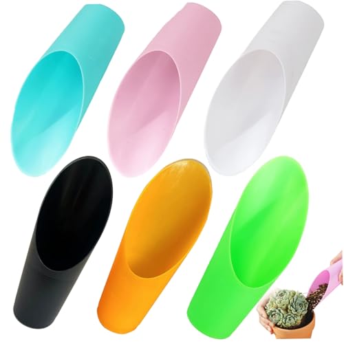 Hbbgdiy 6PCS Bonsai Soil Scoop Set, 3×6.5? 6 Color Plastic Succulent & Indoor Plant Soil Scoops, Smooth Ergonomic Hand Tools for Bonsai, Potted Flowers & Terrarium