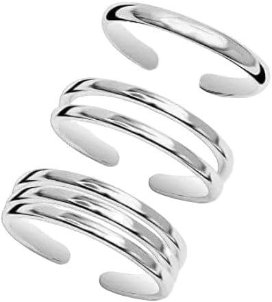 Toe Ring S925 Sterling Silver Geometric Minimalist White Gold Plated Women Resizable Ring Casual