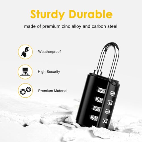 Image of Combination Lock Outdoor with Key Outdoor Waterproof, 4 Digit Padlock for School Gym Sports Locker,2 Pack Padlock with Hasp Storage, Combination Padlock, Cabinet Doors, Fence, Garage