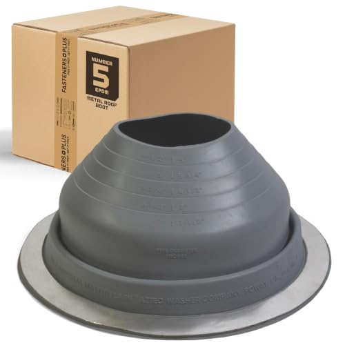 Image of Fasteners Plus #5 Round EPDM Metal Roof Pipe Flashing Boot (Fits 4-1 /4 inch - 7-3 /4 inch Pipe OD), Dark Gray